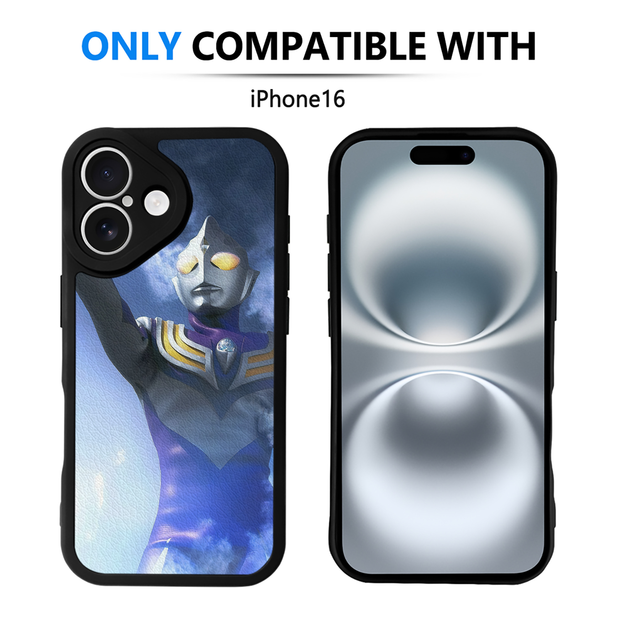 （画像用） ウルトラマン Ultraman 【iPhone 16シリーズ対応】シリコンスマホケース（レザー調） 材質：シリコン